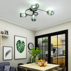 Contemporary Nordic Dome Gradient Iron Glass Lampshade 4/6 - Light Semi-Flush Mount Ceiling Light For Living Room Lumendat
