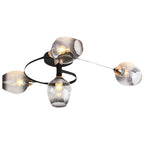 Contemporary Nordic Dome Gradient Iron Glass Lampshade 4/6 - Light Semi-Flush Mount Ceiling Light For Living Room Lumendat