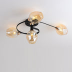 Contemporary Nordic Dome Gradient Iron Glass Lampshade 4/6 - Light Semi-Flush Mount Ceiling Light For Living Room Lumendat