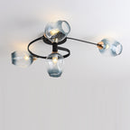 Contemporary Nordic Dome Gradient Iron Glass Lampshade 4/6 - Light Semi-Flush Mount Ceiling Light For Living Room Lumendat