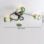 Contemporary Nordic Dome Gradient Iron Glass Lampshade 4/6 - Light Semi-Flush Mount Ceiling Light For Living Room Lumendat