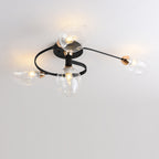 Contemporary Nordic Dome Gradient Iron Glass Lampshade 4/6 - Light Semi-Flush Mount Ceiling Light For Living Room Lumendat