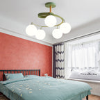 Contemporary Nordic Dome Orbs Curved Distortion Iron Solid Wood Glass 3/5 - Light Chandelier for Dining Room BulbSquare