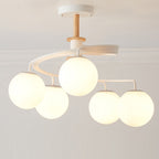 Contemporary Nordic Dome Orbs Curved Distortion Iron Solid Wood Glass 3/5 - Light Chandelier for Dining Room BulbSquare
