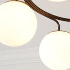 Contemporary Nordic Dome Orbs Curved Distortion Iron Solid Wood Glass 3/5 - Light Chandelier for Dining Room BulbSquare