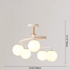 Contemporary Nordic Dome Orbs Curved Distortion Iron Solid Wood Glass 3/5 - Light Chandelier for Dining Room BulbSquare