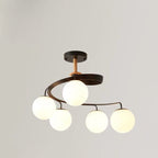 Contemporary Nordic Dome Orbs Curved Distortion Iron Solid Wood Glass 3/5 - Light Chandelier for Dining Room BulbSquare