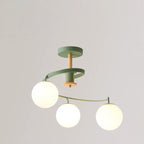 Contemporary Nordic Dome Orbs Curved Distortion Iron Solid Wood Glass 3/5 - Light Chandelier for Dining Room BulbSquare