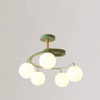Contemporary Nordic Dome Orbs Curved Distortion Iron Solid Wood Glass 3/5 - Light Chandelier for Dining Room BulbSquare