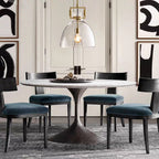 Contemporary Scandinavian Semicircular Conical Copper Glass 1 - Light Pendant Light For Dining Room