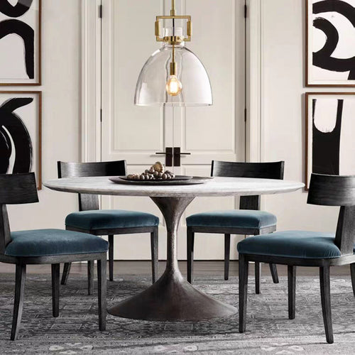 Contemporary Scandinavian Semicircular Conical Copper Glass 1 - Light Pendant Light For Dining Room