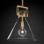 Contemporary Scandinavian Semicircular Conical Copper Glass 1 - Light Pendant Light For Dining Room