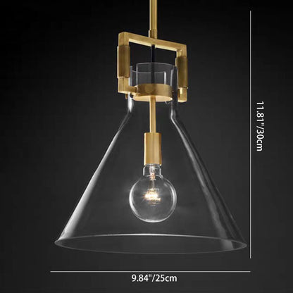 Contemporary Scandinavian Semicircular Conical Copper Glass 1 - Light Pendant Light For Dining Room