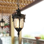 Traditional European Dome Conical Waterproof Aluminum Glass 1 - Light Pendant Light for Outdoor Patio BulbSquare
