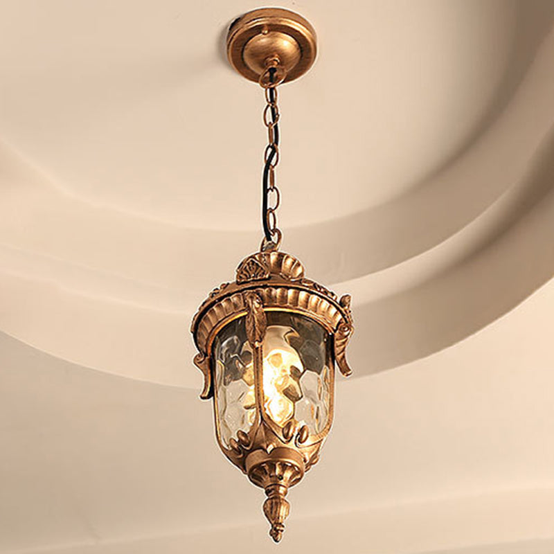 Traditional European Dome Conical Waterproof Aluminum Glass 1 - Light Pendant Light for Outdoor Patio BulbSquare