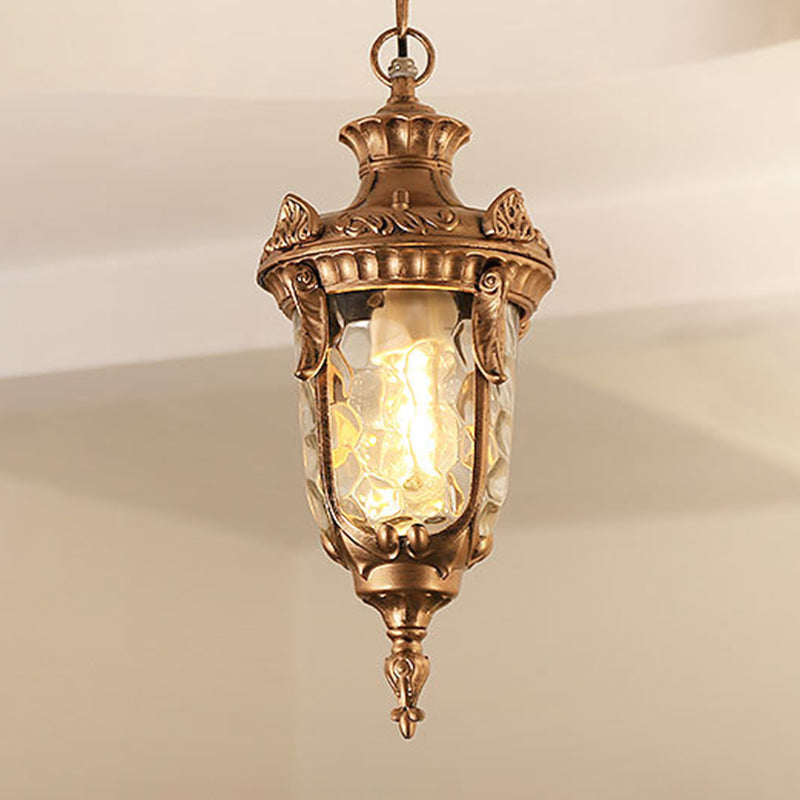 Traditional European Dome Conical Waterproof Aluminum Glass 1 - Light Pendant Light for Outdoor Patio BulbSquare