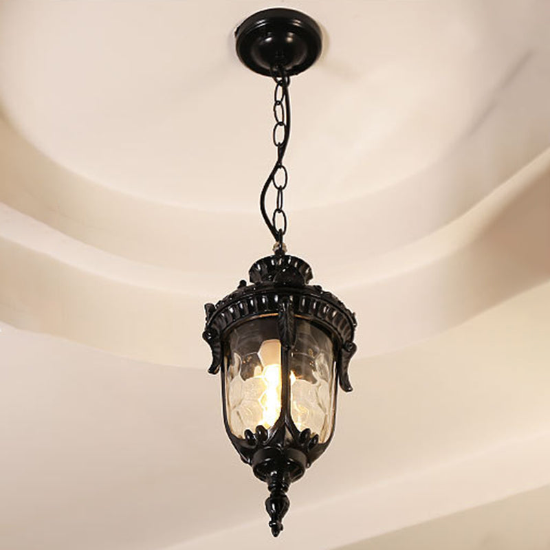 Traditional European Dome Conical Waterproof Aluminum Glass 1 - Light Pendant Light for Outdoor Patio BulbSquare
