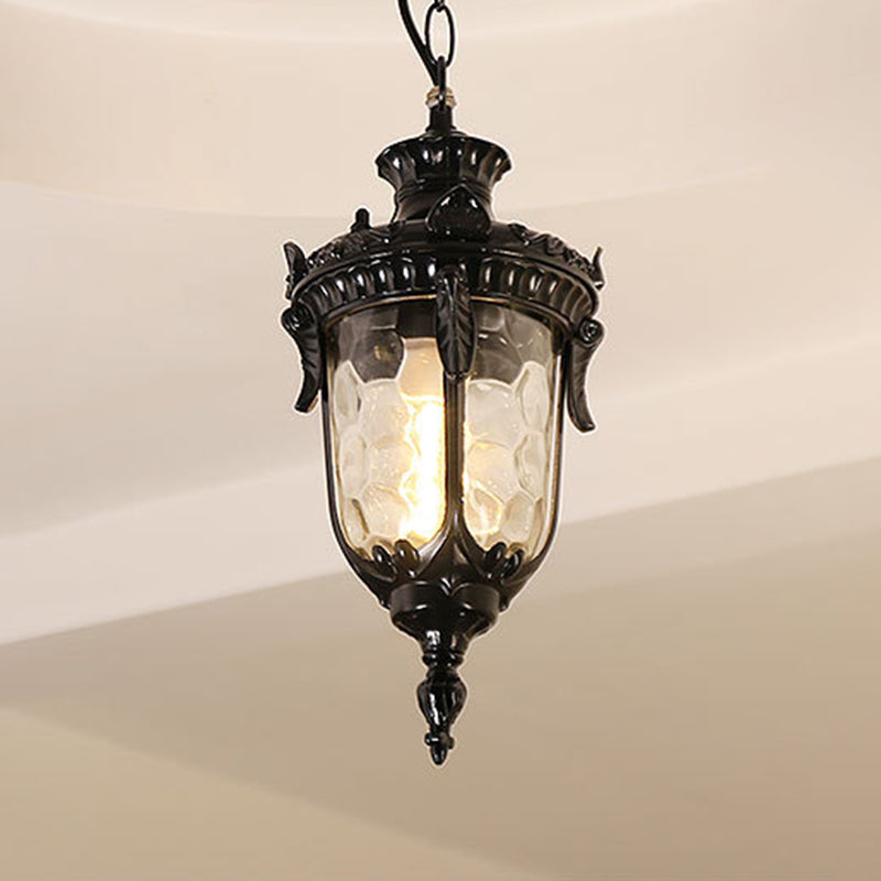 Traditional European Dome Conical Waterproof Aluminum Glass 1 - Light Pendant Light for Outdoor Patio BulbSquare