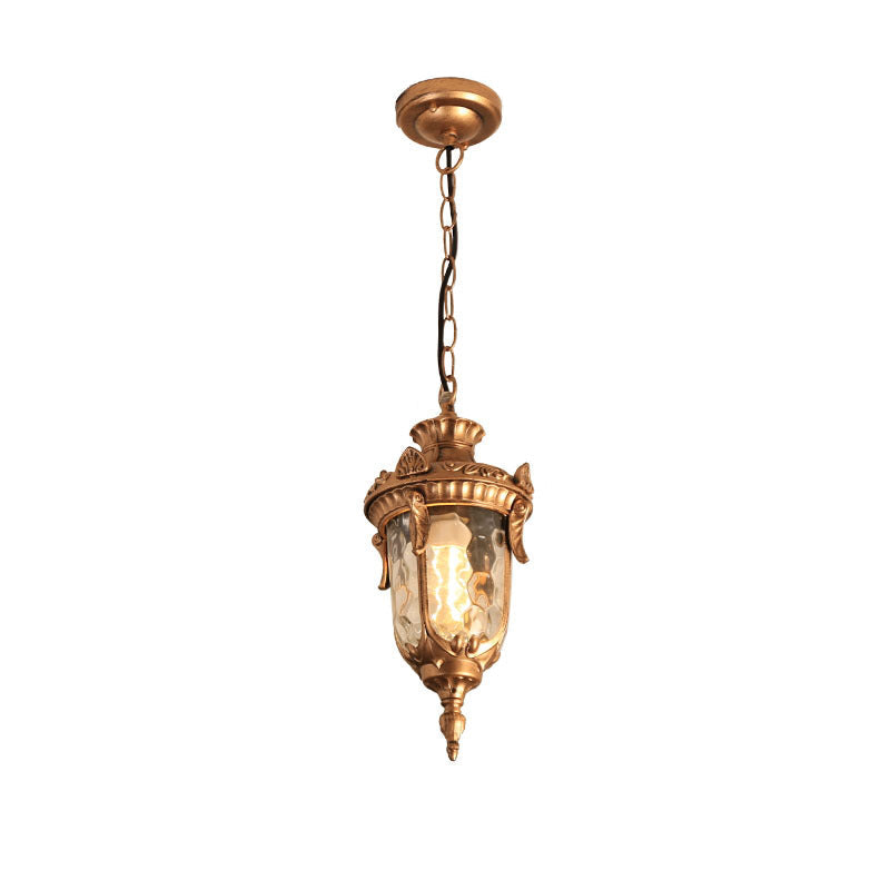 Traditional European Dome Conical Waterproof Aluminum Glass 1 - Light Pendant Light for Outdoor Patio BulbSquare