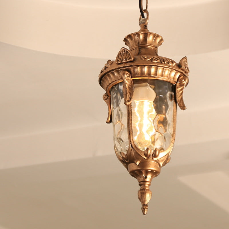 Traditional European Dome Conical Waterproof Aluminum Glass 1 - Light Pendant Light for Outdoor Patio BulbSquare