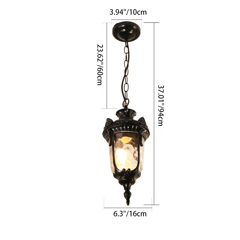 Traditional European Dome Conical Waterproof Aluminum Glass 1 - Light Pendant Light for Outdoor Patio BulbSquare