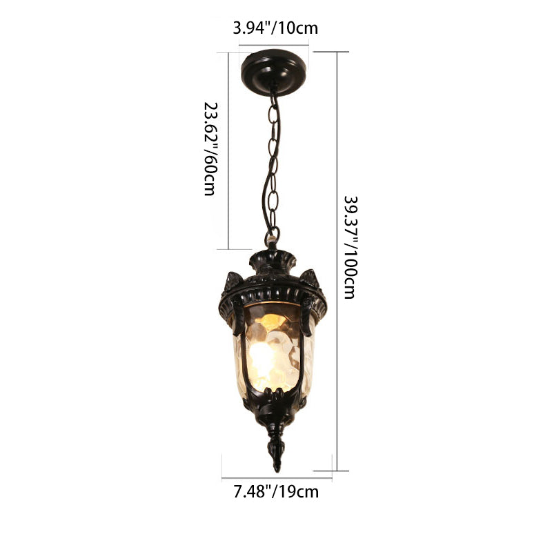 Traditional European Dome Conical Waterproof Aluminum Glass 1 - Light Pendant Light for Outdoor Patio BulbSquare