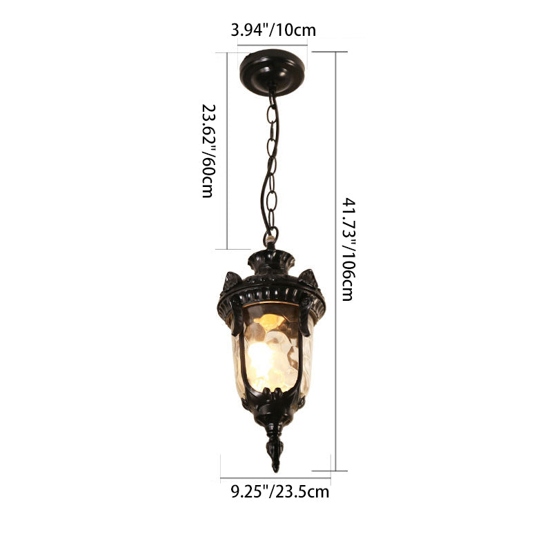 Traditional European Dome Conical Waterproof Aluminum Glass 1 - Light Pendant Light for Outdoor Patio BulbSquare