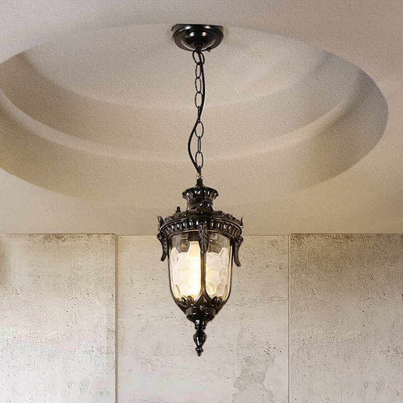 Traditional European Dome Conical Waterproof Aluminum Glass 1 - Light Pendant Light for Outdoor Patio BulbSquare