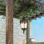 Traditional European Dome Conical Waterproof Aluminum Glass 1 - Light Pendant Light for Outdoor Patio BulbSquare