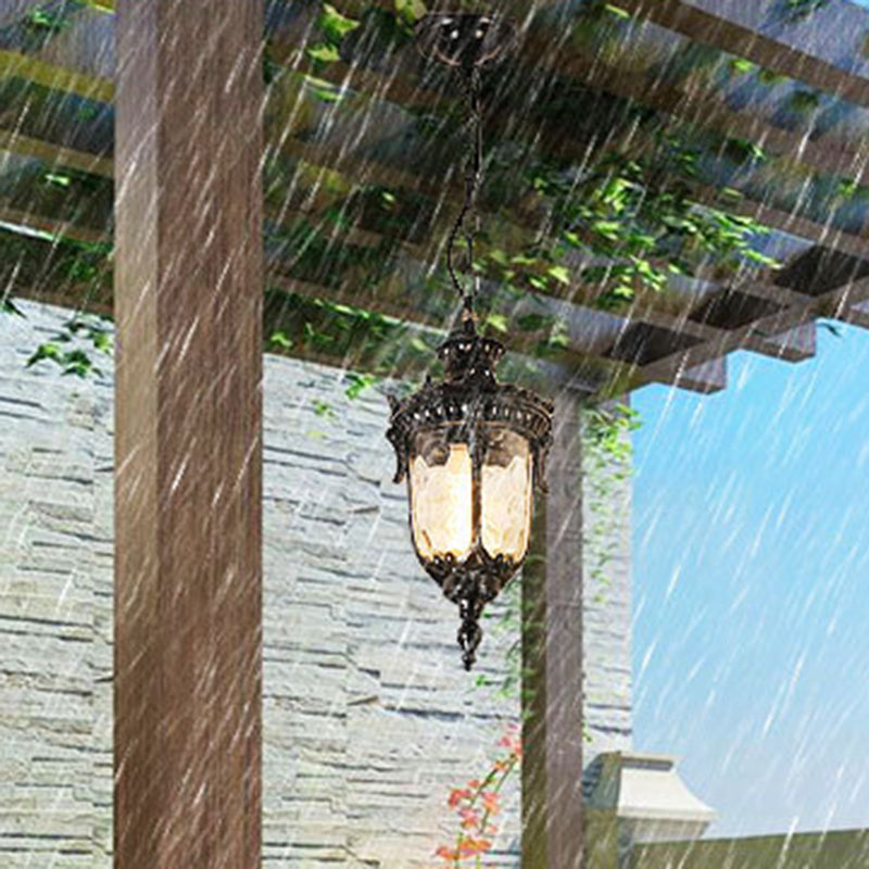 Traditional European Dome Conical Waterproof Aluminum Glass 1 - Light Pendant Light for Outdoor Patio BulbSquare