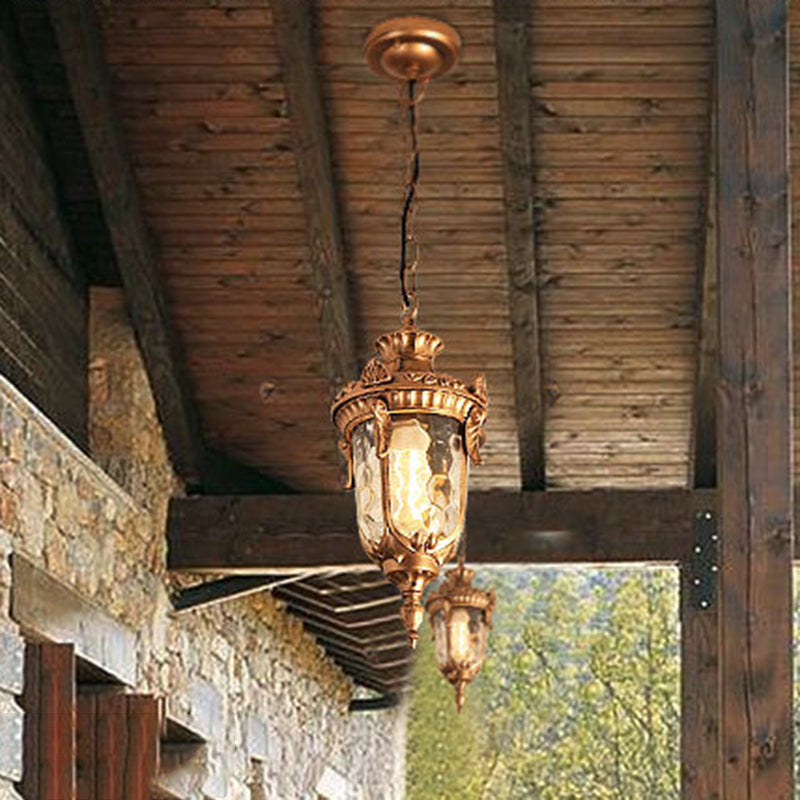 Traditional European Dome Conical Waterproof Aluminum Glass 1 - Light Pendant Light for Outdoor Patio BulbSquare