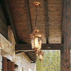 Traditional European Dome Conical Waterproof Aluminum Glass 1 - Light Pendant Light for Outdoor Patio BulbSquare