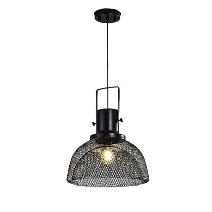 Contemporary Scandinavian Semicircular Wrought Iron Grid Lampshade 1 - Light Pendant Light For Dining Room