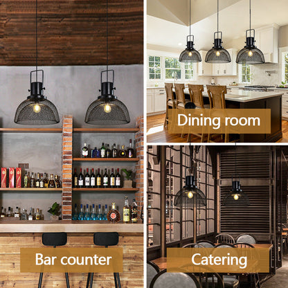 Contemporary Scandinavian Semicircular Wrought Iron Grid Lampshade 1 - Light Pendant Light For Dining Room