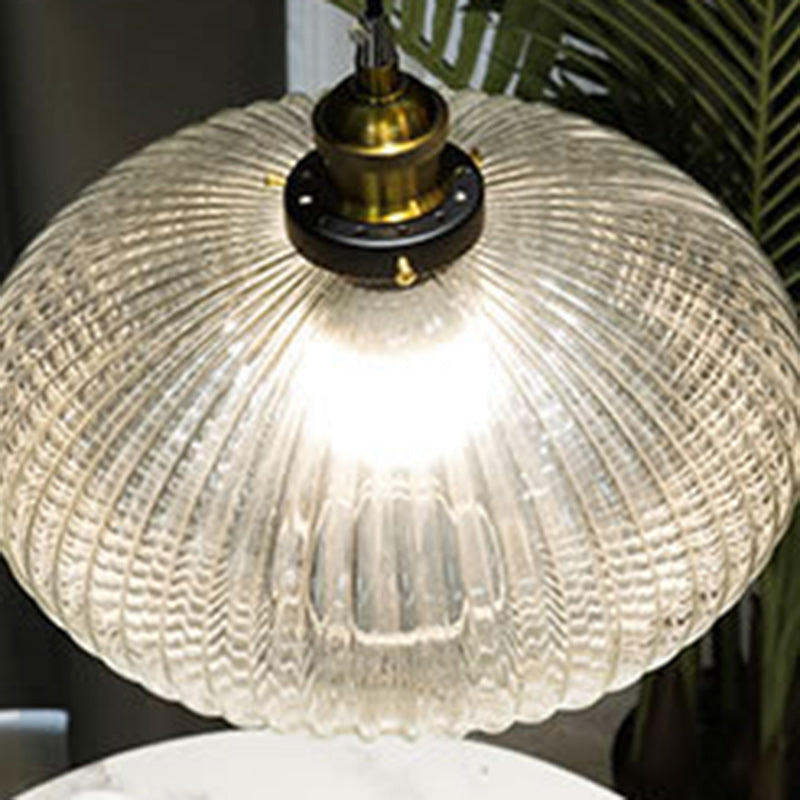 Contemporary Nordic Dome Oval Transparent Glass Iron 1 - Light Pendant Light For Living Room