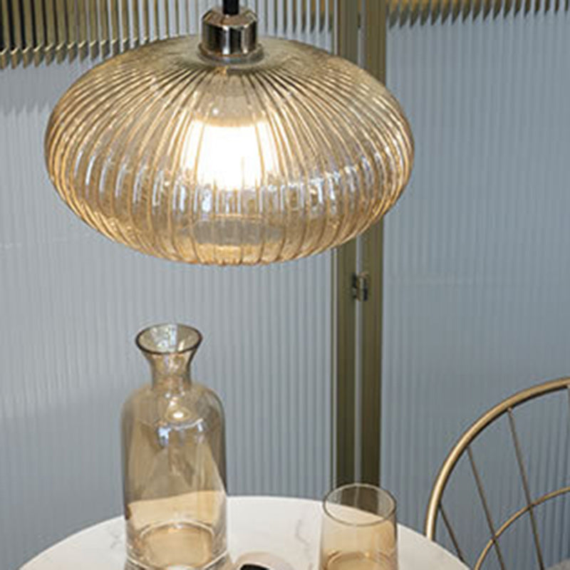 Contemporary Nordic Dome Oval Transparent Glass Iron 1 - Light Pendant Light For Living Room