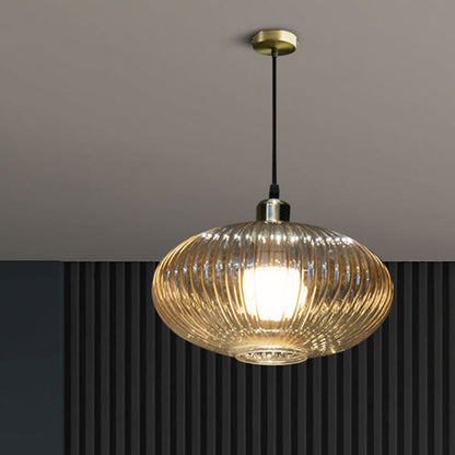 Contemporary Nordic Dome Oval Transparent Glass Iron 1 - Light Pendant Light For Living Room