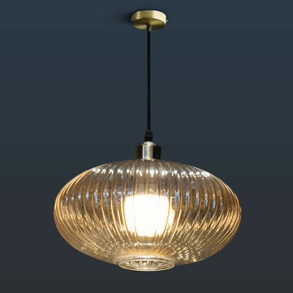 Contemporary Nordic Dome Oval Transparent Glass Iron 1 - Light Pendant Light For Living Room
