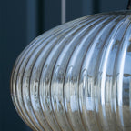 Contemporary Nordic Dome Oval Transparent Glass Iron 1 - Light Pendant Light For Living Room