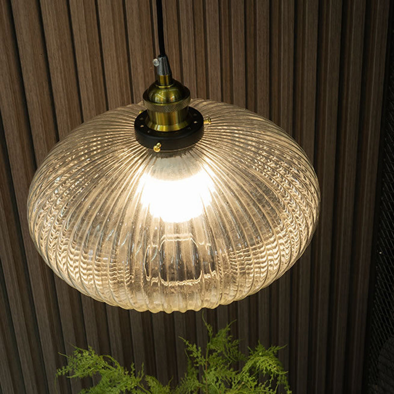 Contemporary Nordic Dome Oval Transparent Glass Iron 1 - Light Pendant Light For Living Room