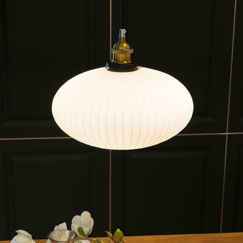 Contemporary Nordic Dome Oval Transparent Glass Iron 1 - Light Pendant Light For Living Room