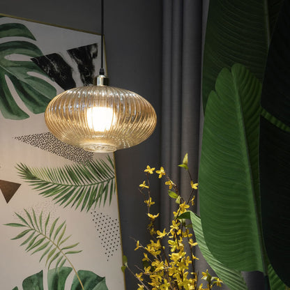 Contemporary Nordic Dome Oval Transparent Glass Iron 1 - Light Pendant Light For Living Room