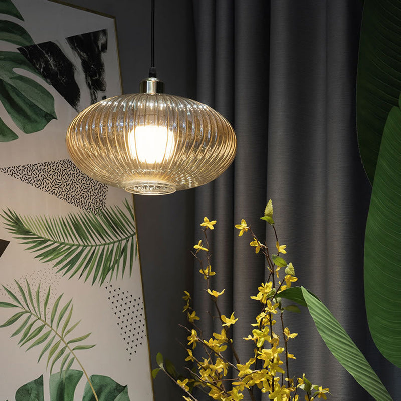 Contemporary Nordic Dome Oval Transparent Glass Iron 1 - Light Pendant Light For Living Room