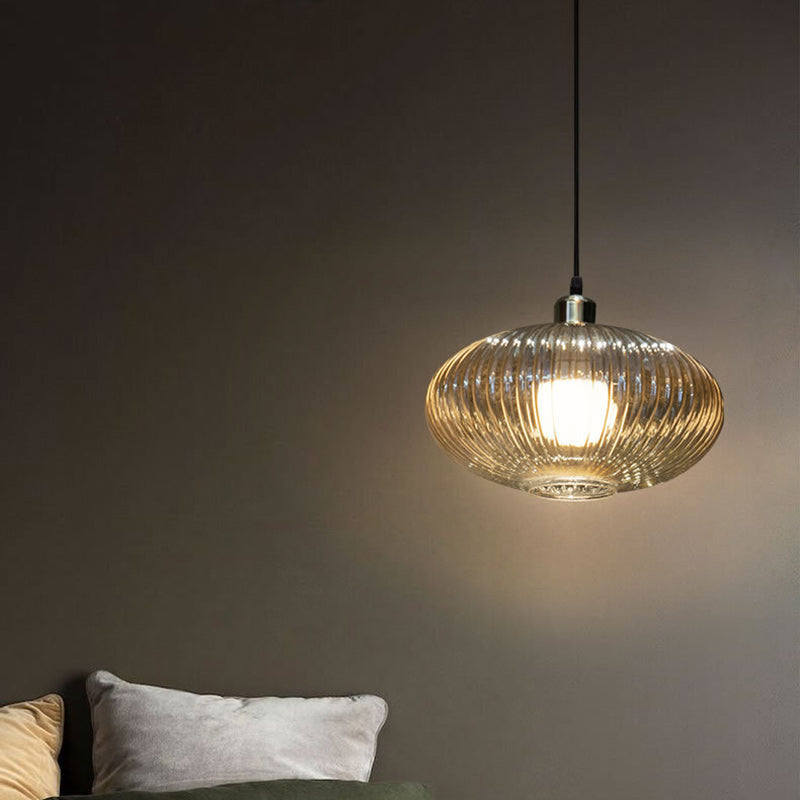 Contemporary Nordic Dome Oval Transparent Glass Iron 1 - Light Pendant Light For Living Room