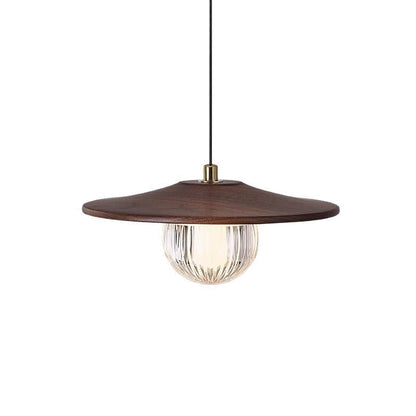 Traditional Japanese Dome Orb UFO Shape Walnut Injection Molding 1 - Light Pendant Light For Dining Room