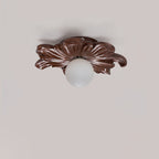Traditional Japanese Floral Orb Resin Roto-molding 1 - Light Semi-flush Mount Ceiling Light for Living Room