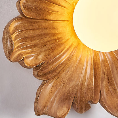 Traditional Japanese Floral Orb Resin Roto-molding 1 - Light Semi-flush Mount Ceiling Light for Living Room