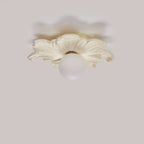 Traditional Japanese Floral Orb Resin Roto-molding 1 - Light Semi-flush Mount Ceiling Light for Living Room