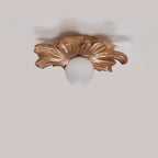 Traditional Japanese Floral Orb Resin Roto-molding 1 - Light Semi-flush Mount Ceiling Light for Living Room