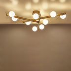 Traditional Japanese Dome Orb Long Branches Resin Roto-molding Metal 3/6/9/12/15 - Light Semi-flush Mount Ceiling Light for Living Room